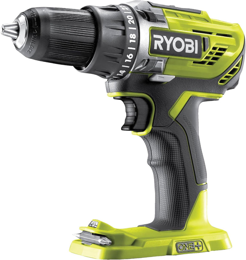 RYOBI 18V ONE+ Akku-Bohrschrauber R18DD3-0 (50Nm Drehmoment, 2-Gang, 13mm Schnellspannbohrfutter, LE