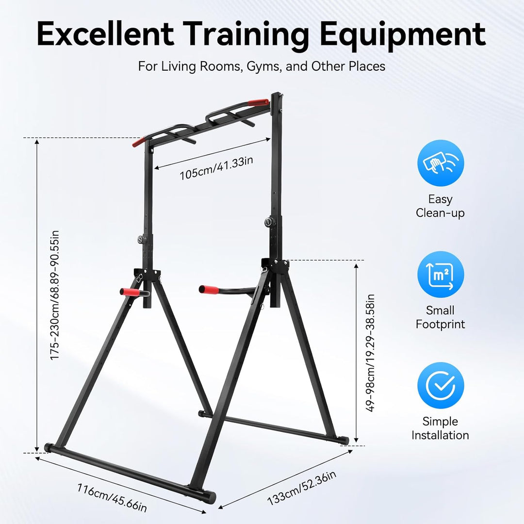 Dip Station Klimmzugstange,Pullup Bar Bis 200kg,Faltbar Power Tower,1.75-2.3m HöHenverstellbar,Kraft