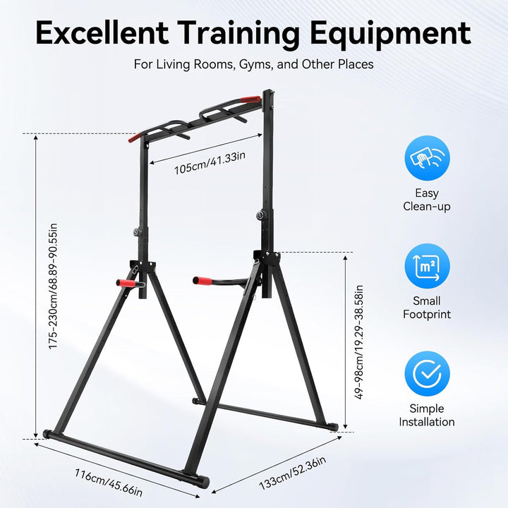 Dip Station Klimmzugstange,Pullup Bar Bis 200kg,Faltbar Power Tower,1.75-2.3m HöHenverstellbar,Kraft