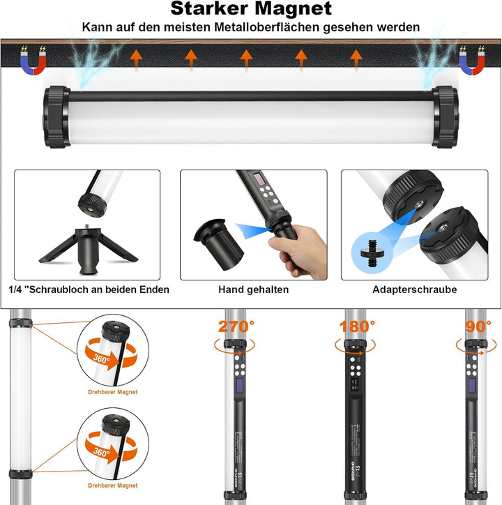 Soonpho 4Pack P13 RGB LED Video licht Stick handgehaltene Tube Lichter Rohr-Videoleuchte mit Stativ
