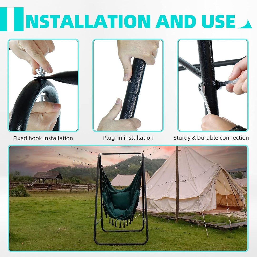 CCLIFE Hängesessel mit Gestell Kissen Hängeschaukel Hängestuhl Bis 100kg Indoor & Outdoor Garten Hän