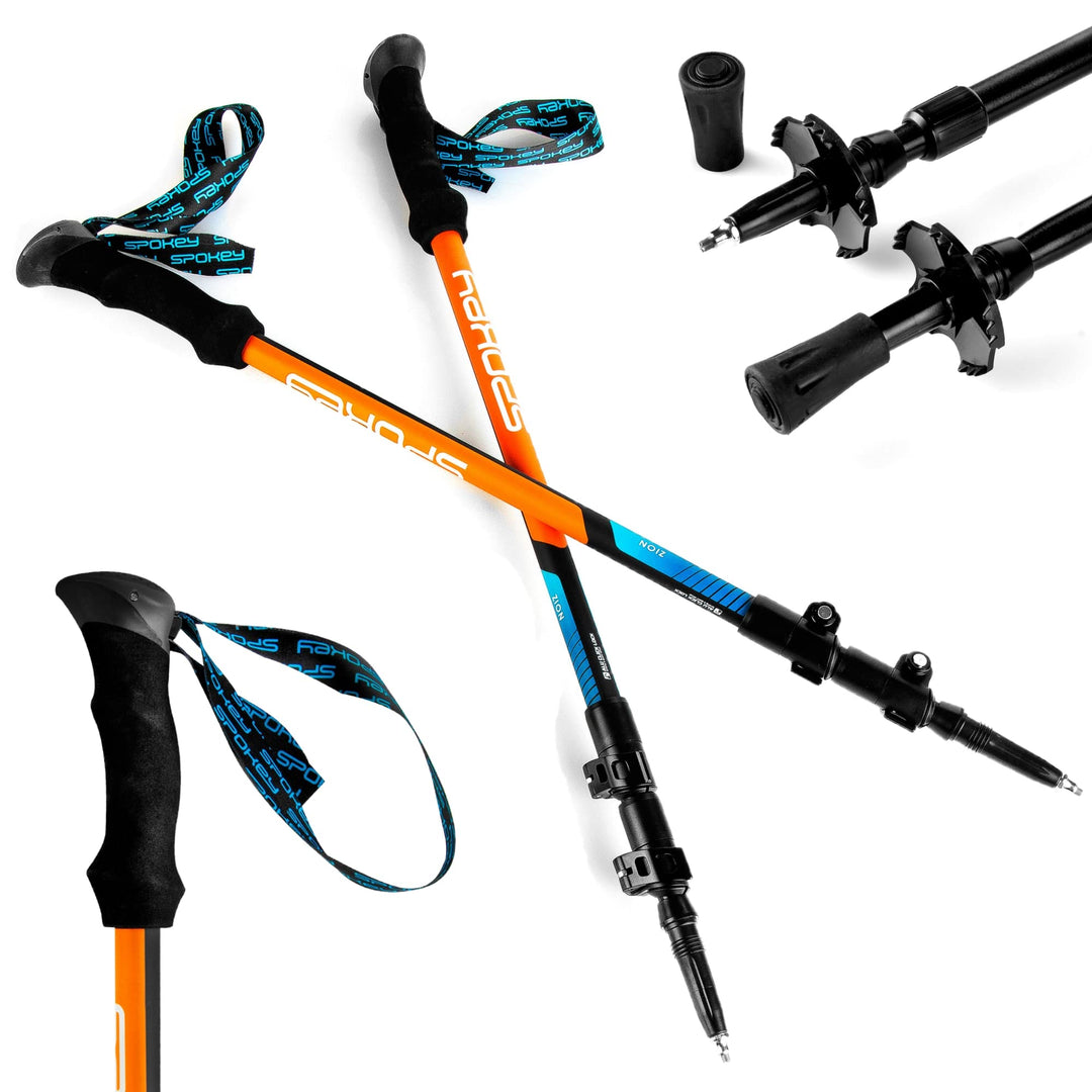 SPOKEY Zion Wanderstöcke aus Aluminium 6061, Teleskopsystem mit Aussenklemme, Länge 105-135 cm mit 3