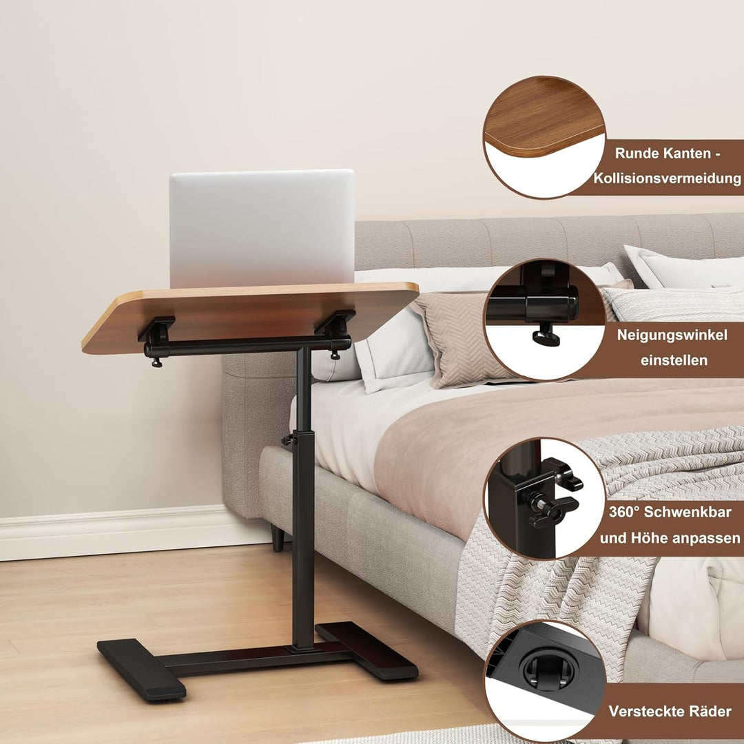 Beistelltisch C Form Höhenverstellbar, 360°Drehbar Laptop Stand Sofa Beistelltisch, Mobiler Couchtis