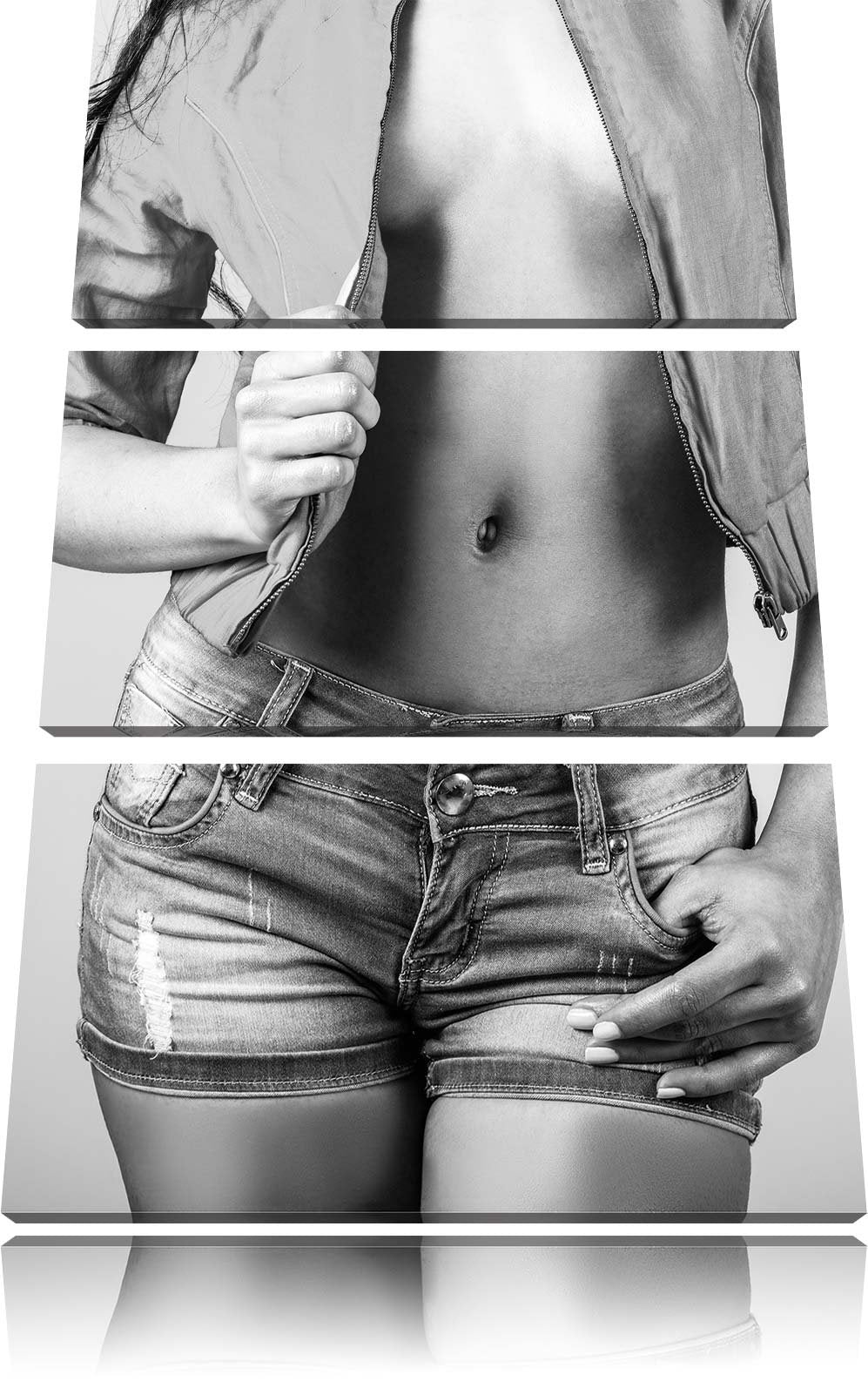 Pixxprint Sexy Woman / 3-Teilig/Gesamtmass 120cm Leinwandbild bespannt auf Holzrahmen/Wandbild Kunst
