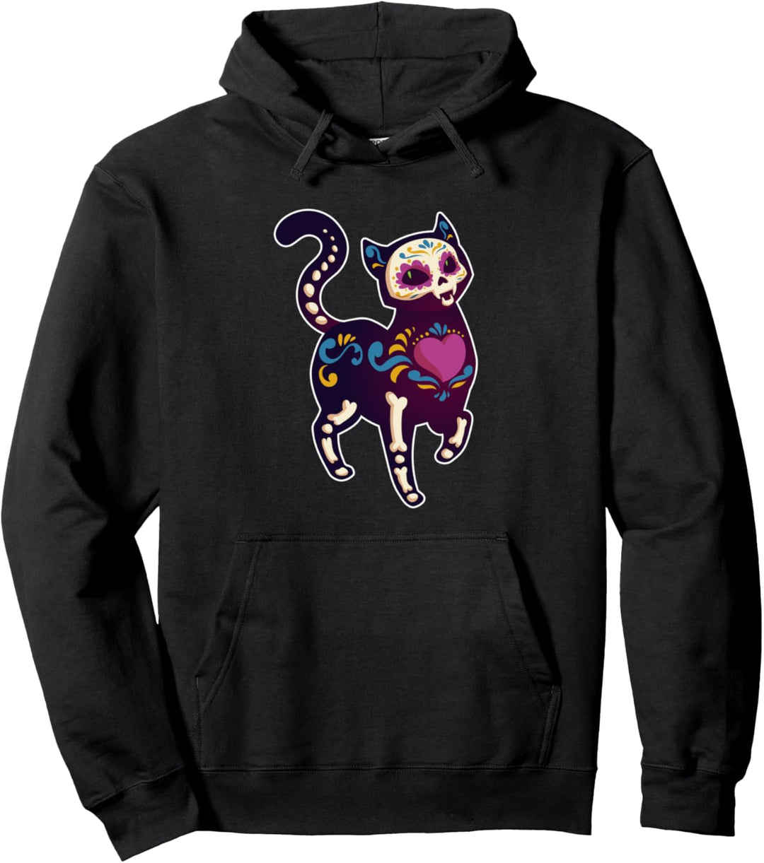 Dia De Los Muertos Katze Tag der Toten Mexikaner Pullover Hoodie
