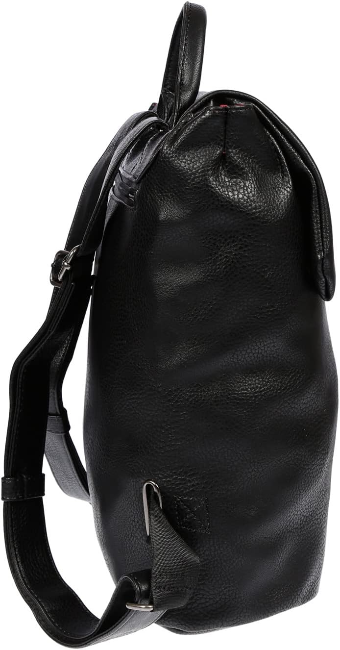 Christian Wippermann grosser Damen Rucksack Tasche in Leder Optik mit Laptopfach schwarz, Schwarz