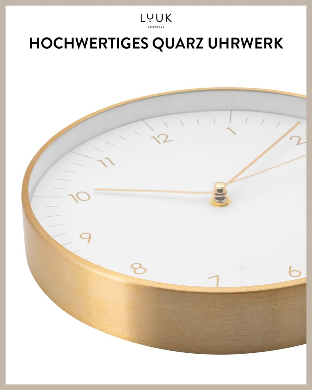 LUUK LIFESTYLE Minimalistische Quarz Wanduhr ohne Ticken, skandinavisches Design, Geschenk zum Einzu