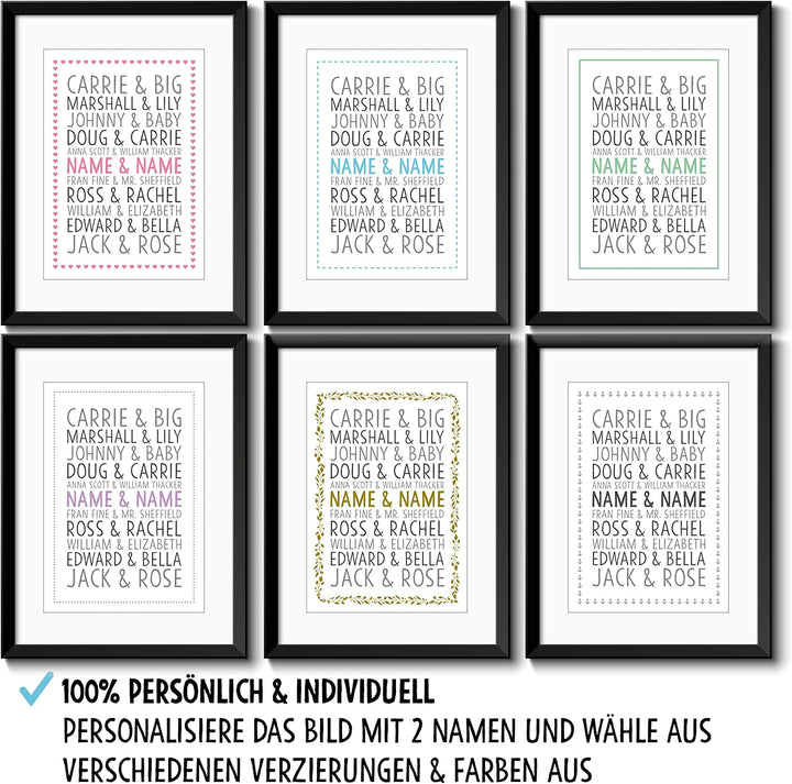 OWLBOOK DU & ICH berühmte Filmpaare Bild im Holz-Rahmen A3 mit Passepartout Geschenke Geschenkideen