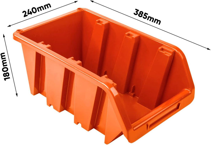 50x Stapelbox 230 x 120 x 160 mm – Stapelboxen Set - Sichtbox Sichtlagerboxen Lagerbox, Orange