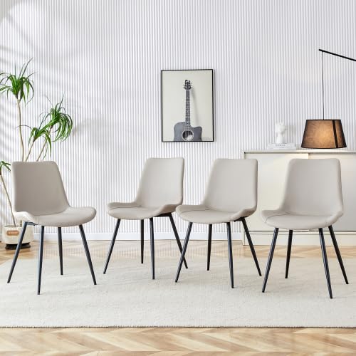 Esszimmerstühle 4er Set Kunstleder – Polsterstuhl mit breiter Sitzfläche & Rückenlehne, ergonomisch,