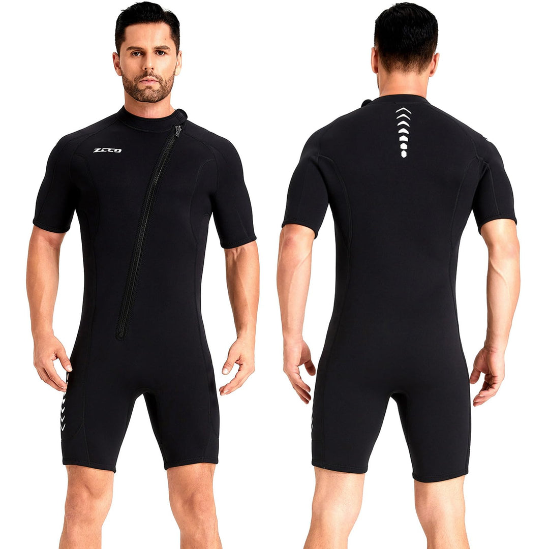 ZCCO Herren Shorty Neoprenanzuge 3 mm Neopren Damen Frontreissverschluss Tauchanzug zum Tauchen Schw