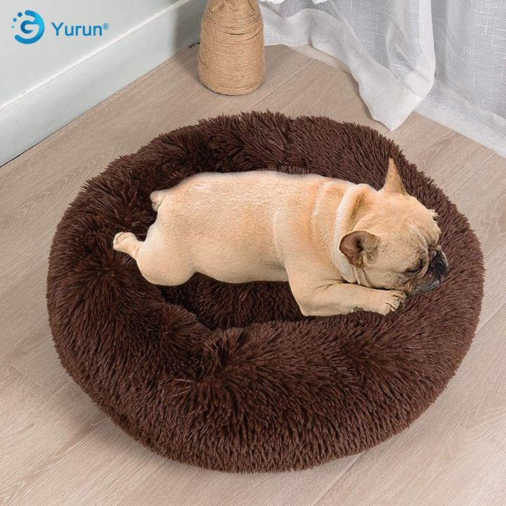Yurun Haustierbett Donut, Haustierbett für Katzen und Hunde Rundes Plüsch Hundebett Katzenbett in Do