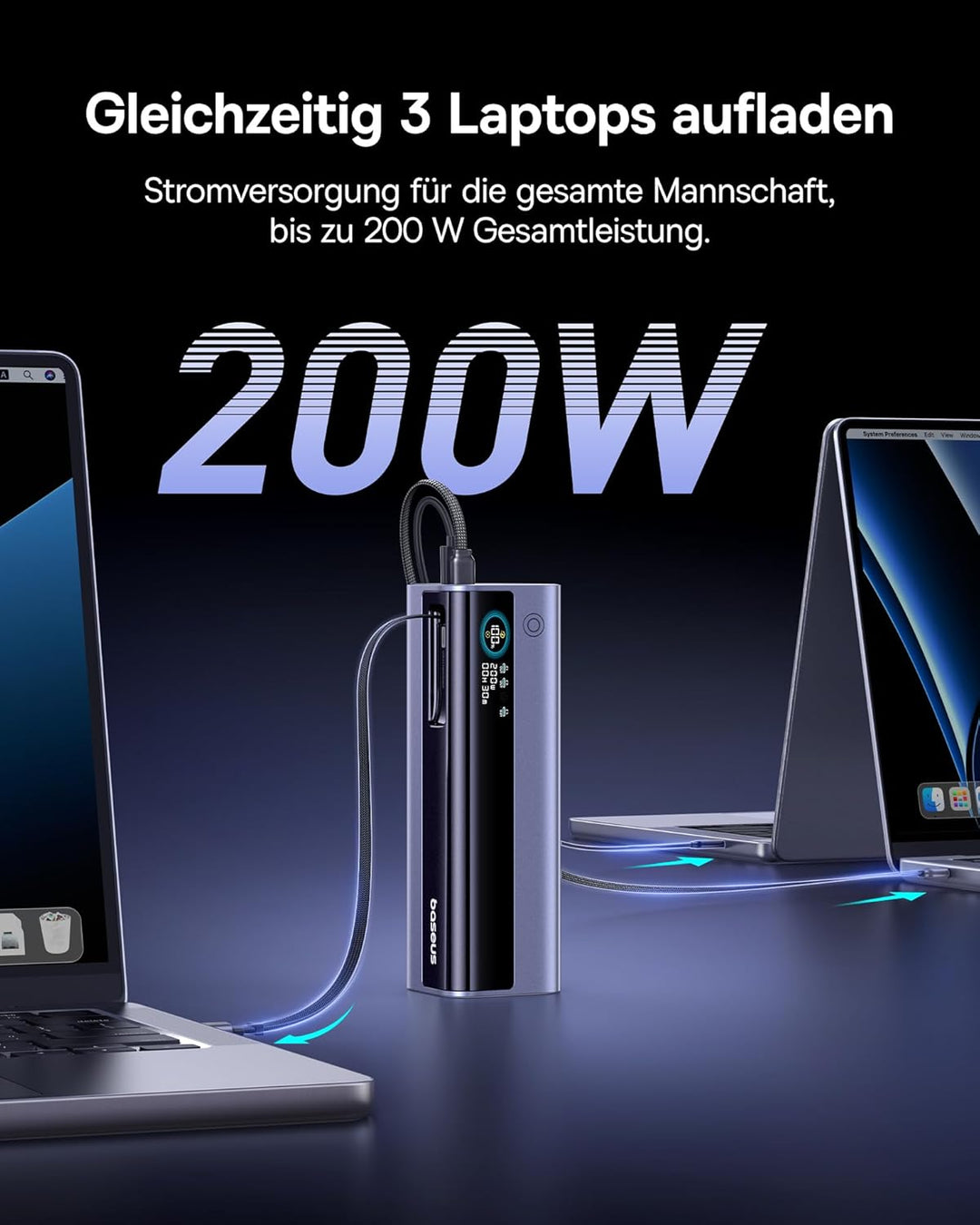 Baseus EnerGeek GR11 Powerbank Laptop 25000mAh, 200W Schnellladen, Power Bank mit 62cm Retractable U
