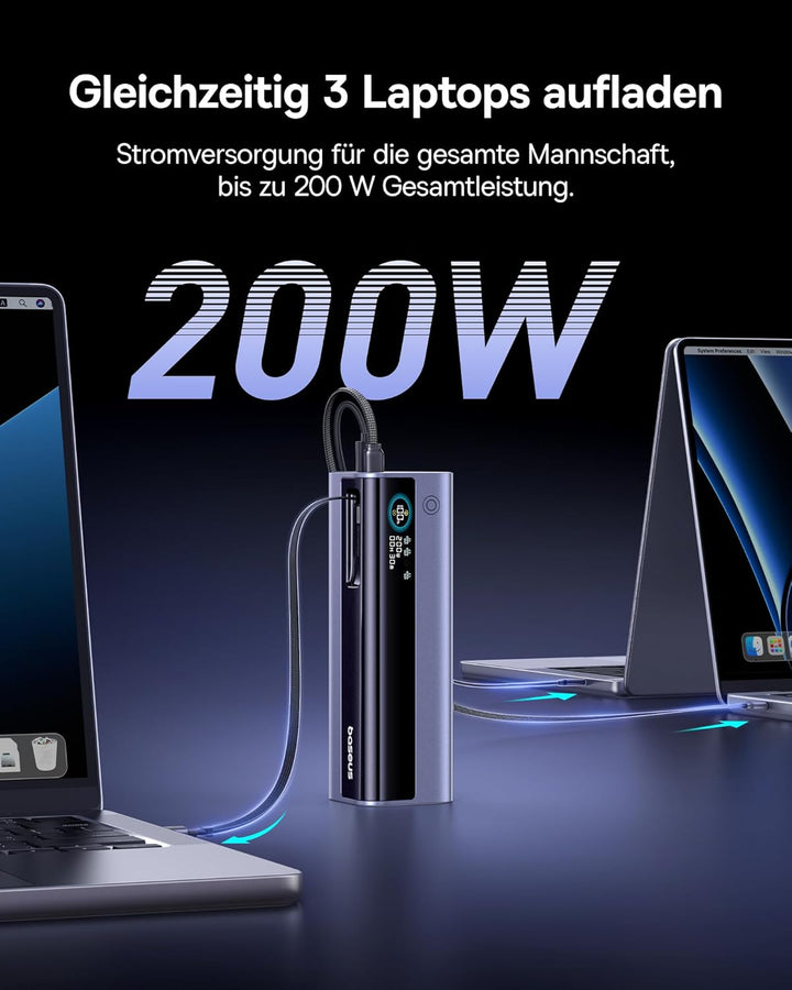 Baseus EnerGeek GR11 Powerbank Laptop 25000mAh, 200W Schnellladen, Power Bank mit 62cm Retractable U
