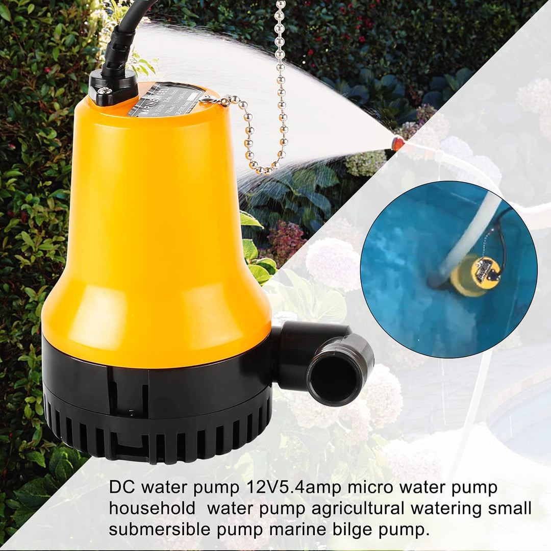 everfarel Tauchpumpe Wasserpumpe DC 12V 60W 3600L/H für Teich Boot mit 1.3m Kabel
