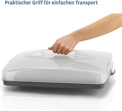 Xavax Kuchen Transportbox rechteckig (Kuchenbox für Blechkuchen, Kuchencontainer mit Deckel und Trag