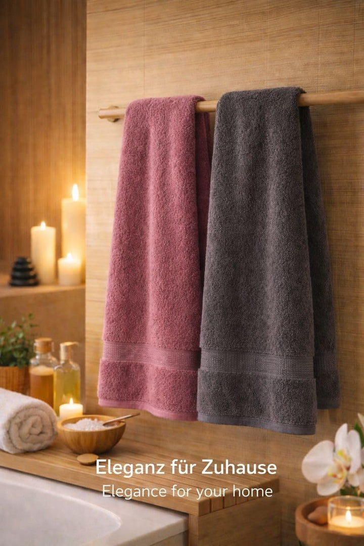 Betz 6 Stück Handtücher Handtuch Premium 100% Baumwolle Grösse 50 cm x 100 cm Beere/Graphit