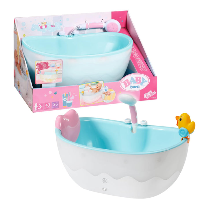 Baby Born Bath 835784 - Puppenzubehör von 36 und 43 cm mit Licht- / Soundeffekten, inklusive Kissen