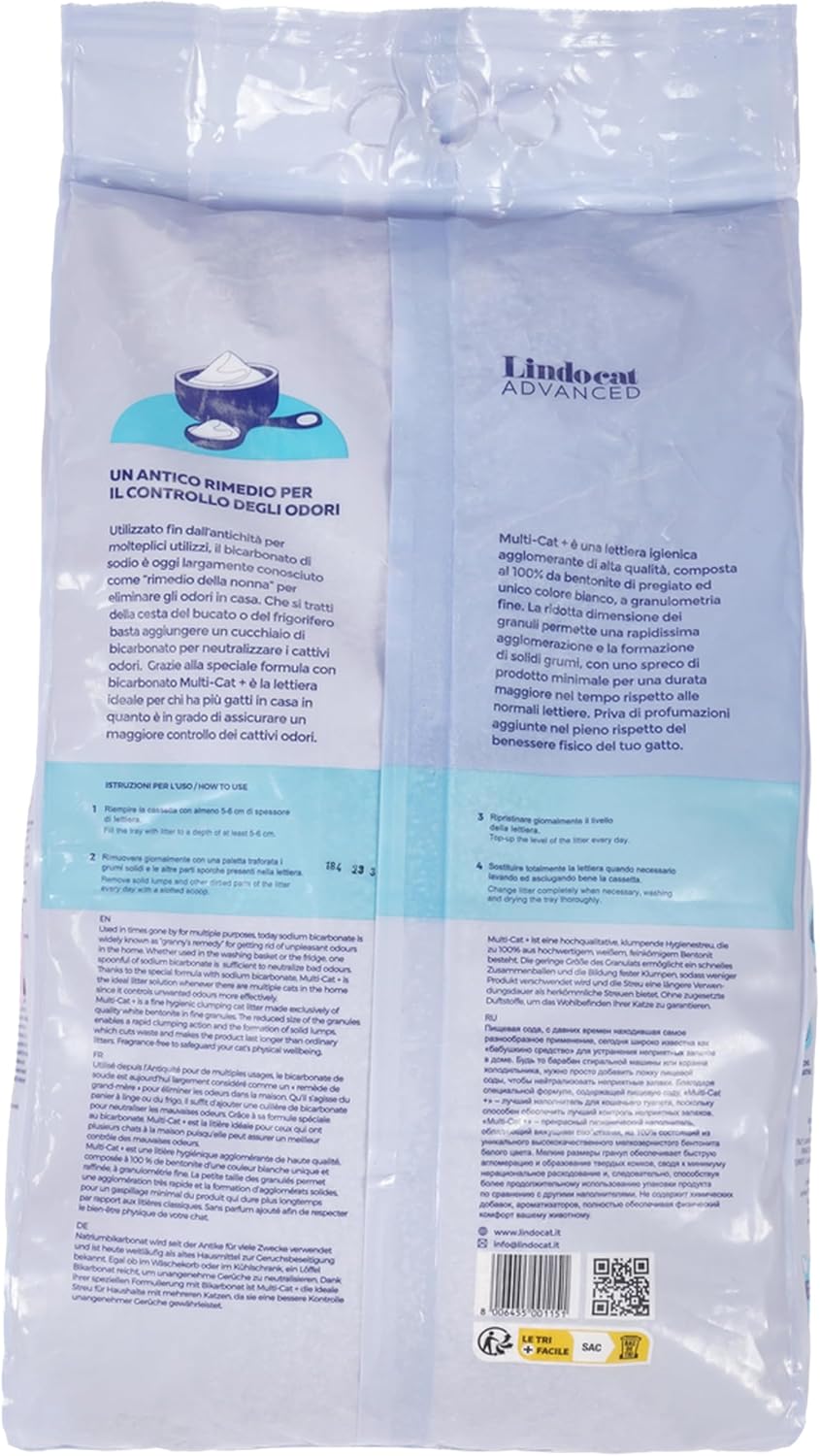 Lindocat Advanced Multicat 12 Liter mit Bicarbonat für Katzen, Unisex, Katzenstreu, Klumpenstreu für