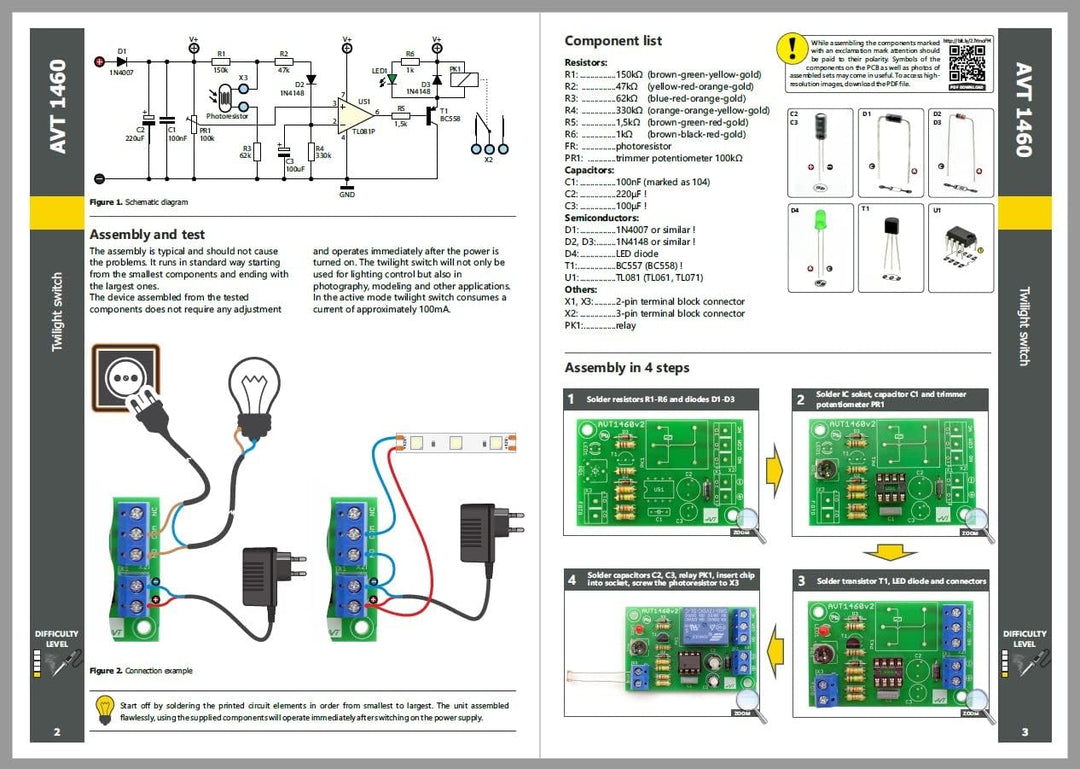 AVT1460 KIT DIY Dämmerungsschalter, elektronisches DIY Kit, Lernpaket, Elektronik-Bastelkit, Übungsp