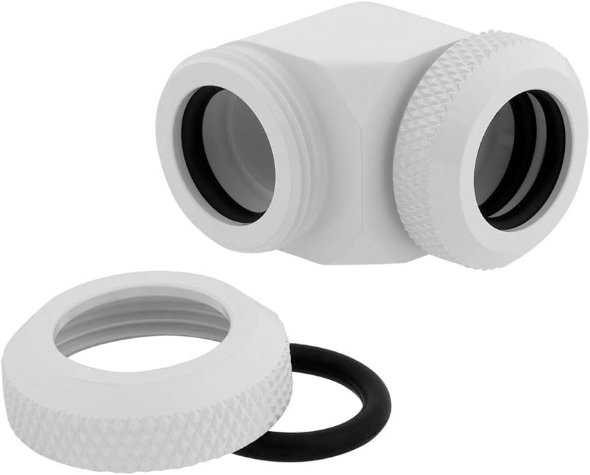 Corsair Hydro X Series, XF Hardline, 90° Anschluss mit AD 12 mm, Doppelpack, Weiss 12mm (90 Grad) We