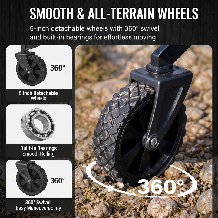 Faltbarer Bollerwagen, 150 kg, 360° Räder, Handwagen für Strand &amp; Garten | Bequem transportieren sta