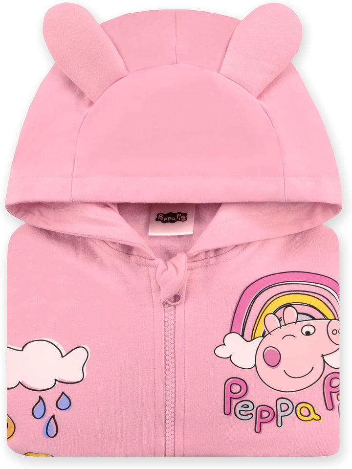 Peppa Pig Hoodie Mädchen, Zip Hoodie Kinder Mit 3D Ohren, Rosa Mädchen Kleidung Aus Baumwolle 98, 98