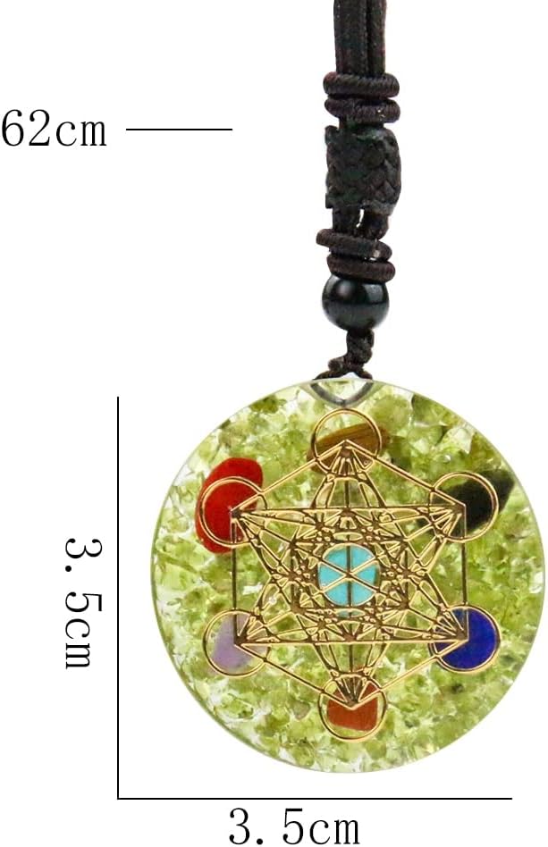 LXMYLI Orgone Metatron Cube Merkaba Anhänger Halskette, 7 Chakren om Orgonite Healing Meditation Bal