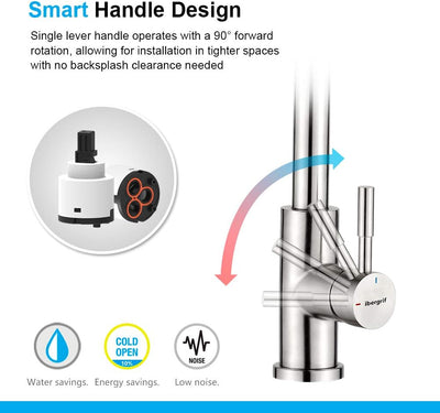 Ibergrif Wasserhahn Küche Ausziehbar Mischbatterie-Küchenarmatur Edelstahl 360° Schwenkbar, Amatur K