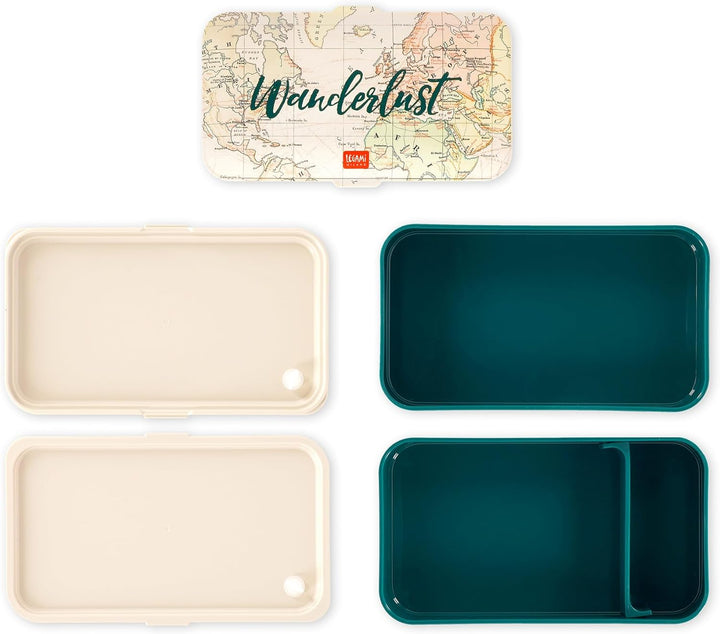 Legami - Lunchbox mit 3 Besteckn, Travel, Lunchbox, Fassungsvermögen 1200 ml, auslaufsicher, mikrowe