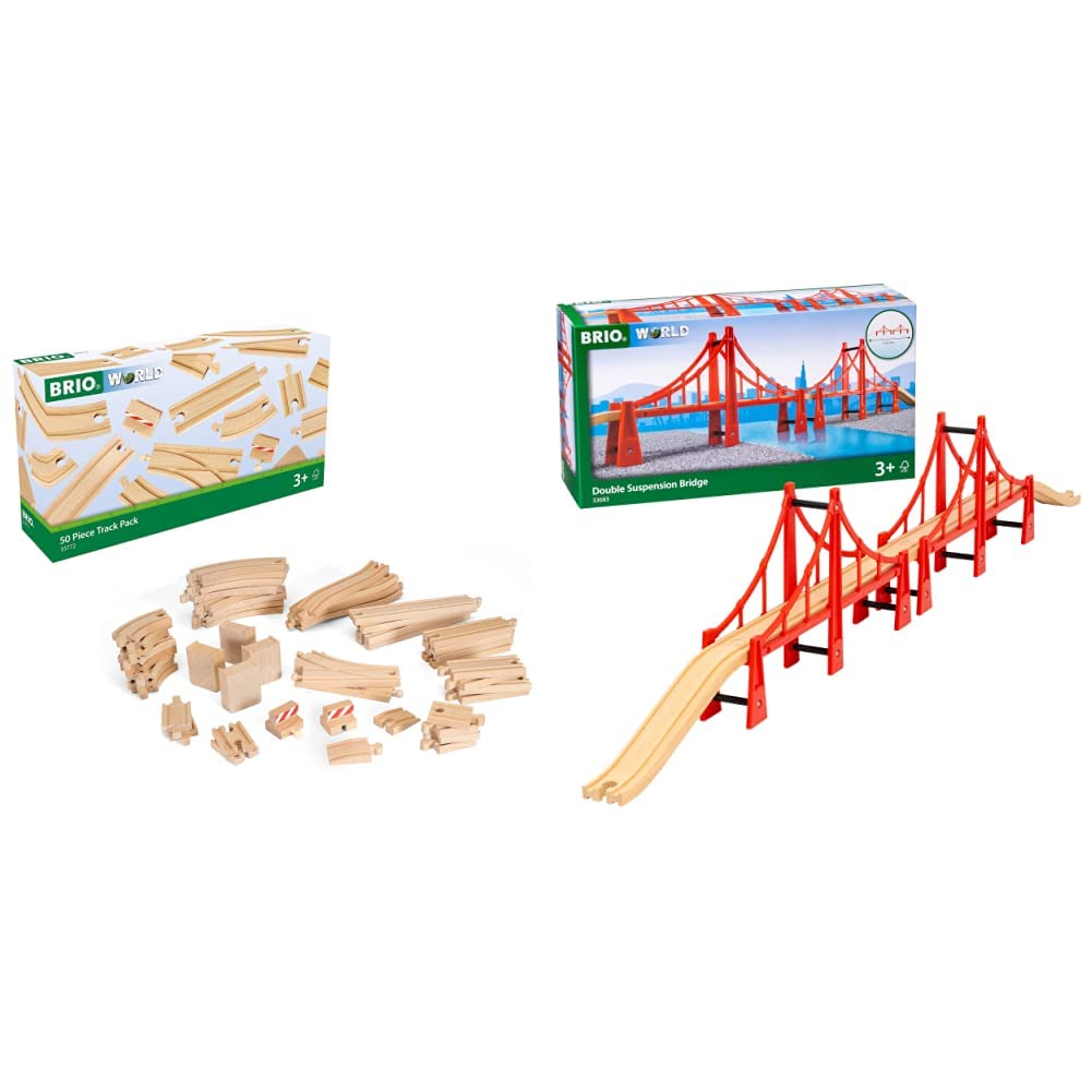 BRIO World 33772 Grosses Schienensortiment 50 Teile - Schienen Set für die BRIO Eisenbahn - Kleinkin