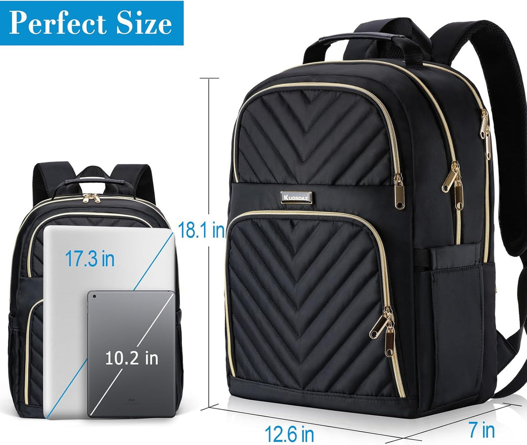 Rucksack Damen Arbeit Rucksack, 17.3 Zoll Schulrucksack Mädchen Teenager mit USB Ladeanschluss, Lapt