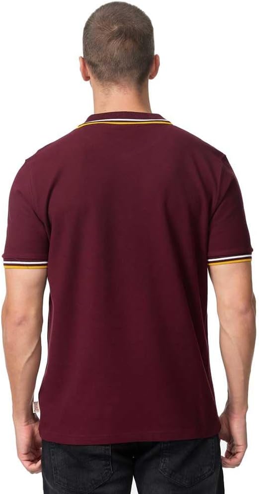 Lonsdale Herren Velton Poloshirt L Oxblood/Yellow/White, L Oxblood/Yellow/White