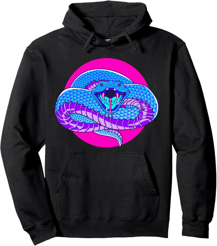 Vaporwave Aesthetic Schlange Scary Black Mamba Python Snake Pullover Hoodie