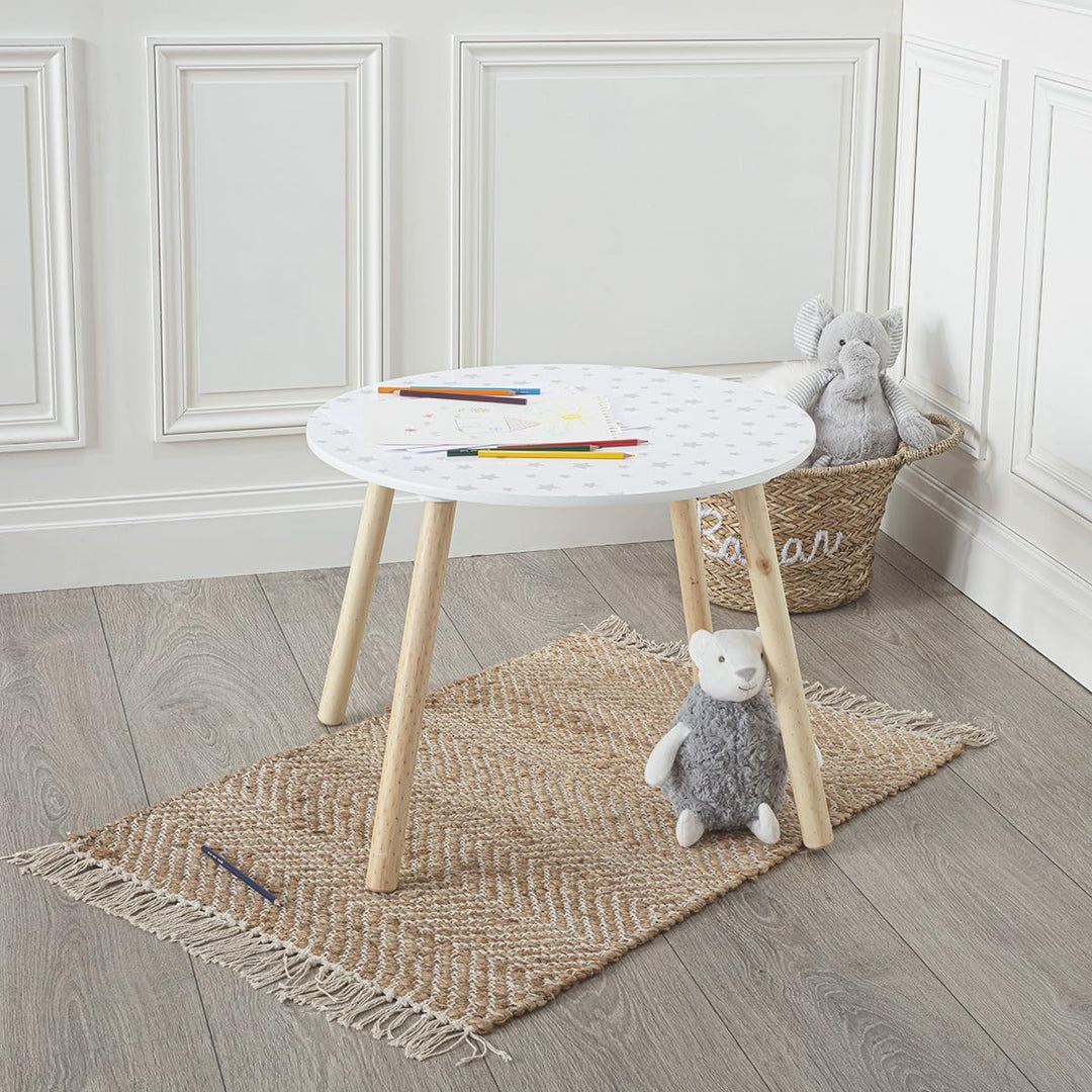 Atmosphera Kids ATM-127152D Kindertisch, weich, Sterne, Weiss, Holz, 60x42.5 cm (Lot de 1)