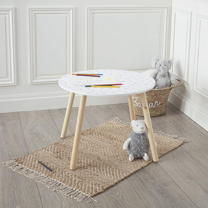 Atmosphera Kids ATM-127152D Kindertisch, weich, Sterne, Weiss, Holz, 60x42.5 cm (Lot de 1)