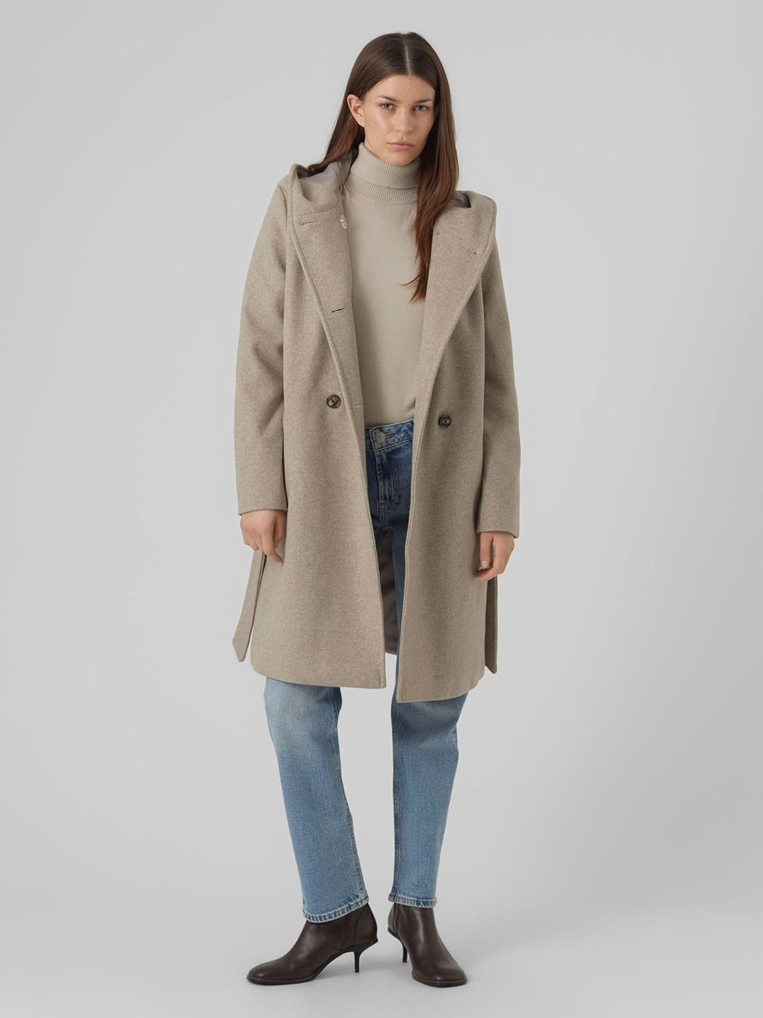 VERO MODA Female Mantel VMVINCEFIONA Mantel XS Silver Mink/Detail:MELANGE, XS Silver Mink/Detail:MEL