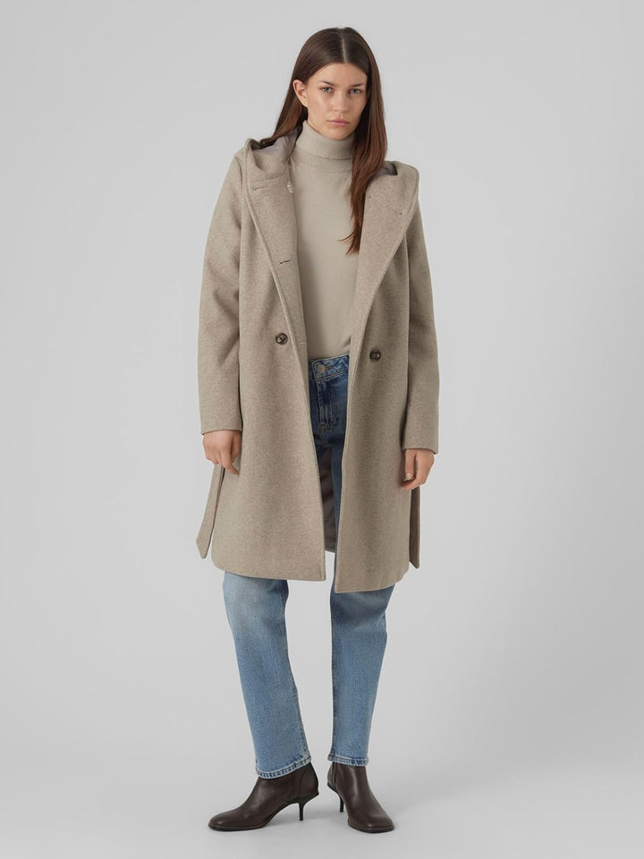 VERO MODA Female Mantel VMVINCEFIONA Mantel XS Silver Mink/Detail:MELANGE, XS Silver Mink/Detail:MEL