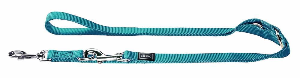 HUNTER Verstellbare Hundeführleine, Farbe: petrol, 3-fach verstellbar, robustes Nylon, pflegeleicht,