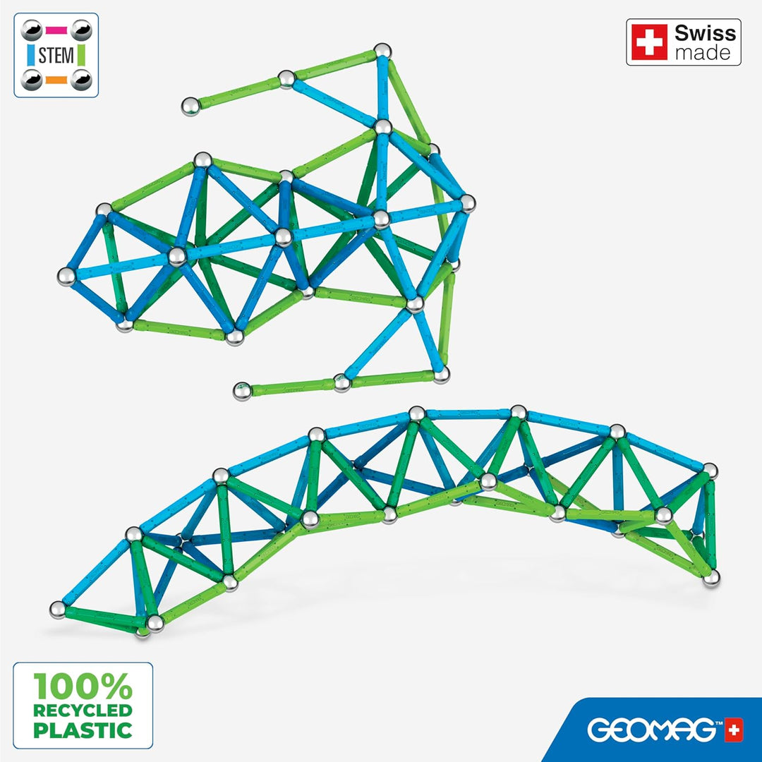 Geomag Classic - 142 Teile - Magnetisches Konstruktionsspielzeug für Kinder - Green Line - Lernspiel