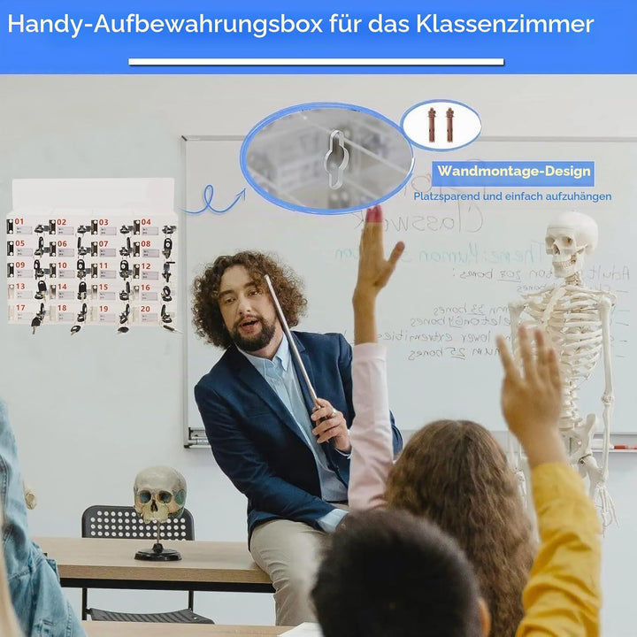 LVRUIEDS Handyaufbewahrung, Persönliche Aufbewahrungsbox Mit 12/15/20/25/30/40 Steckplätzen, Transpa