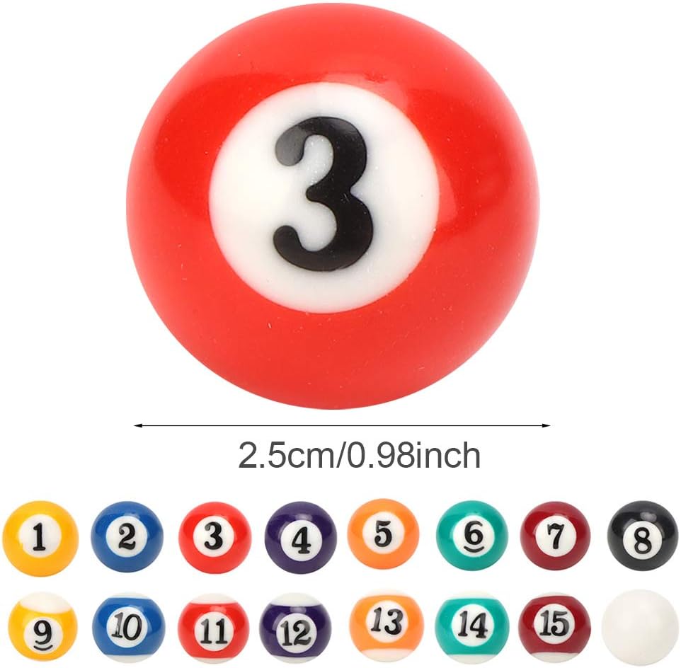 Keenso Mini Harz Billardkugeln, Kinder Billardkugel Spielzeug 16 Stück 25mm Billardtisch Billard Tra