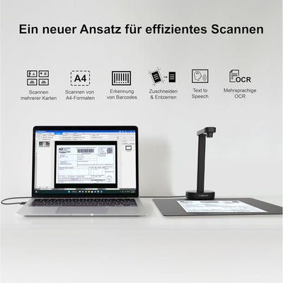 VIISAN Dokumentenscanner, 16MP USB tragbar, Aufnahmegrösse A4, Deskewing, Scannen von mehrseitigen D