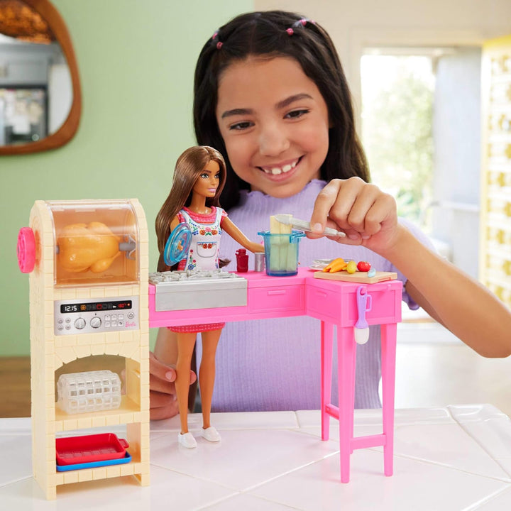 Barbie und Teresa Rezept für Freundschaft Teresa-Modepuppe und Küchenspielset mit mehr als 20 Zubehö