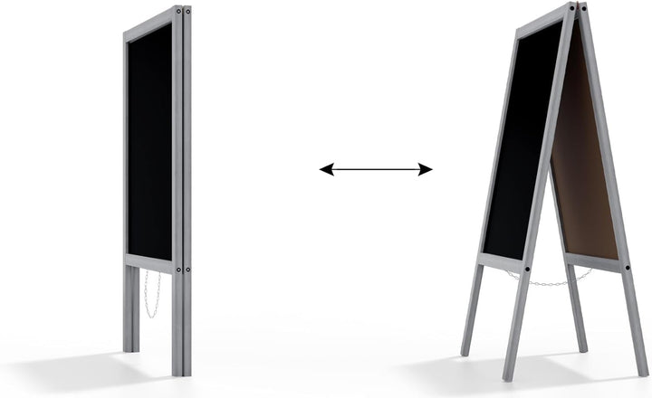 ALLboards Kundenstopper mit Silber, lackiertem Holzrahmen 100x60cm, Werbetafel, Gehwegaufsteller, Au