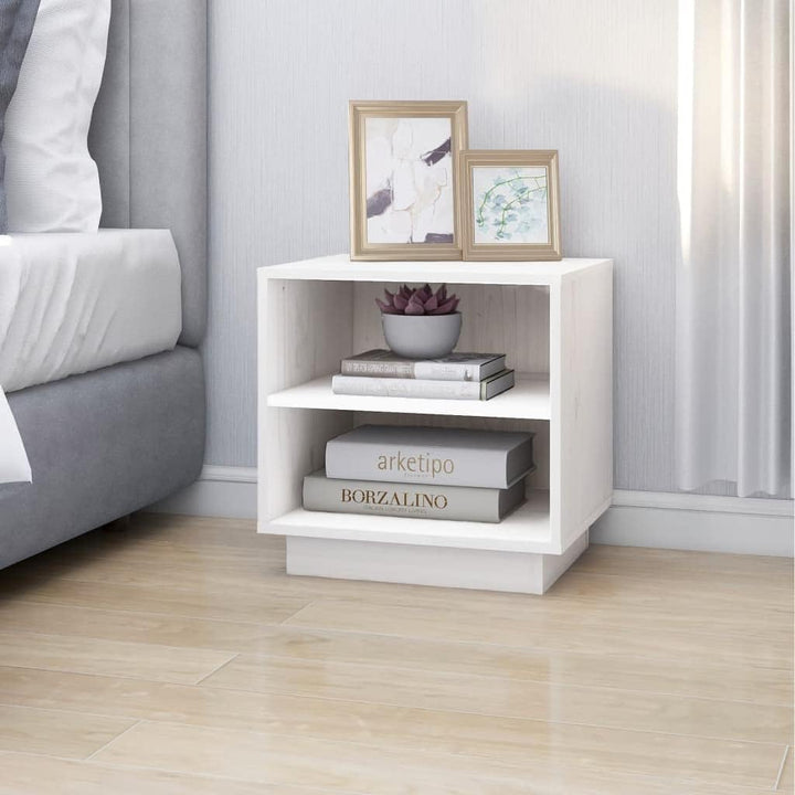 Bedside Table Nachtkonsole Beistelltisch mit Stauraum Night Stand Nachttisch Weiss 40x34x40 cm Massi