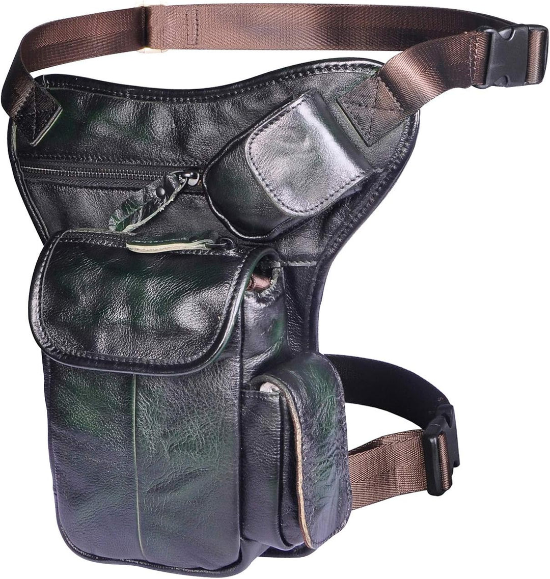 Le'aokuu Herren Echtes Leder Tasche Beinbeutel Beintasche Aussenbeintasche Hüfttasche Drop Leg Thigh