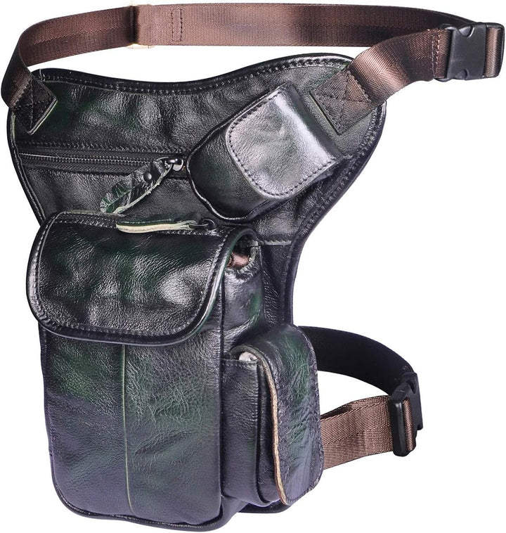 Le'aokuu Herren Echtes Leder Tasche Beinbeutel Beintasche Aussenbeintasche Hüfttasche Drop Leg Thigh