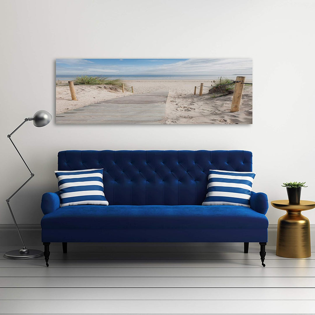 Feeby Bilder Strand Sand Wasser 90x30 cm Wohnzimmer Schlafzimmer Büro Flur Küche Wandbilder Modern B