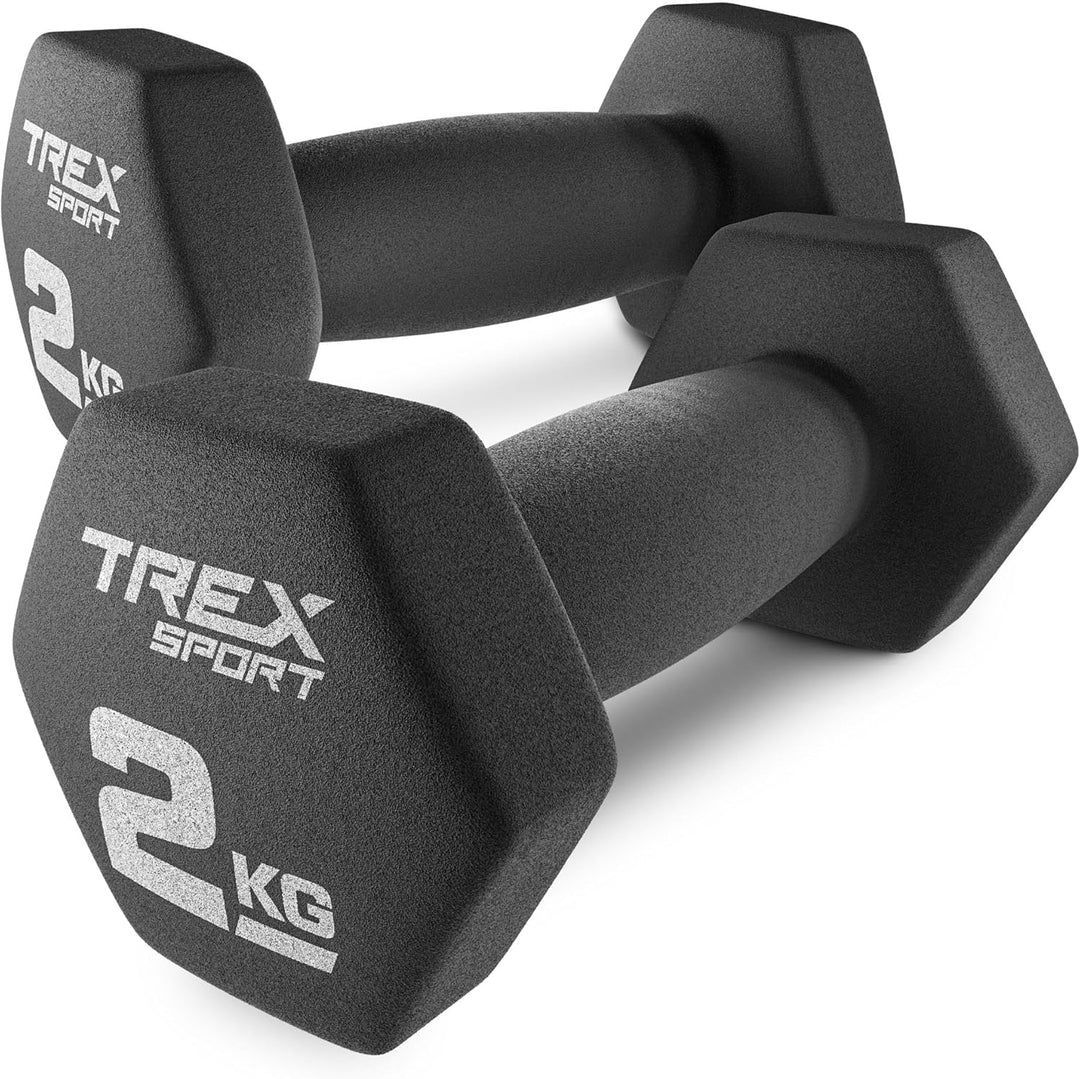 TREX SPORT Neopren Hanteln Set | Kurzhanteln 2er Set 4kg-20kg | Hanteln Frauen &amp; Männer Set 2 x 2 kg